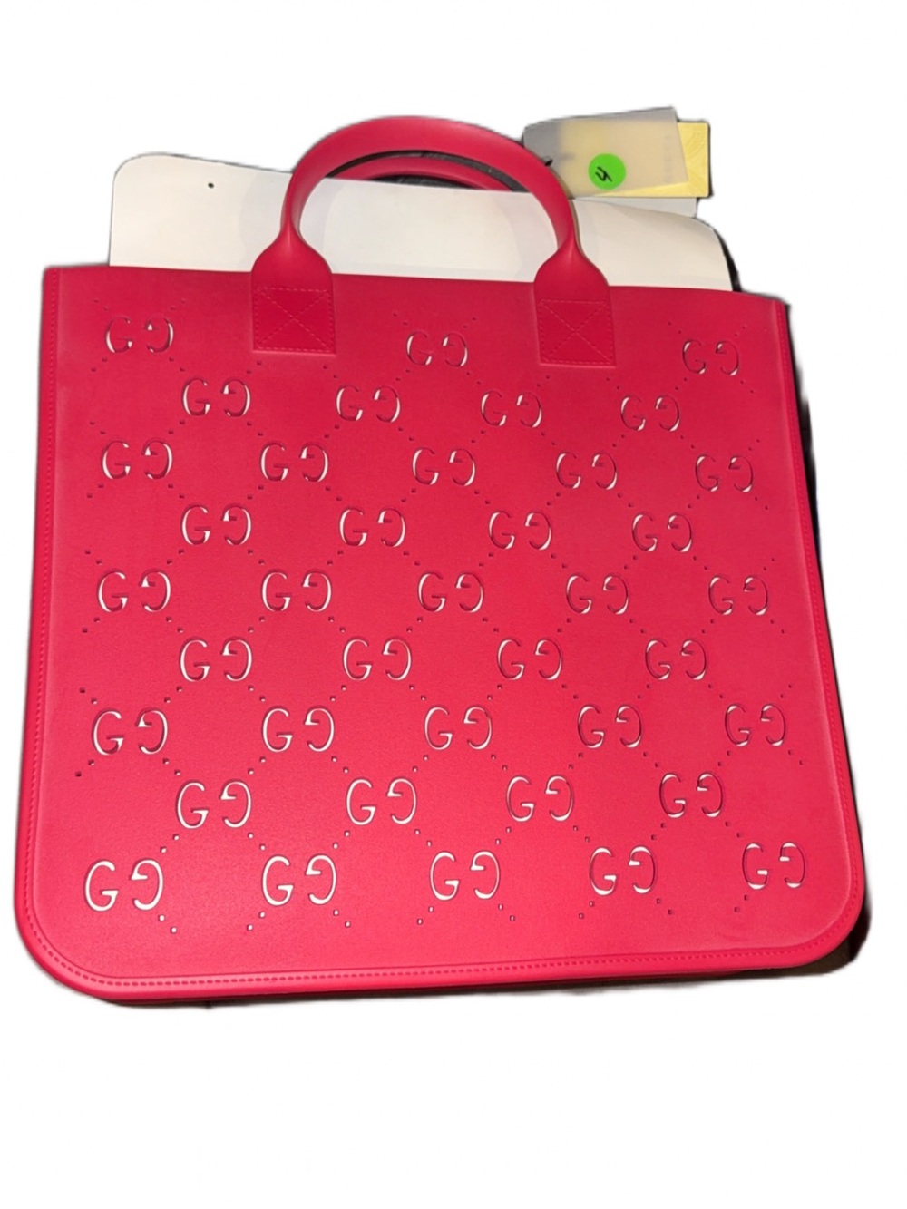 Gucci Pink Perforated GG Rubber Tote